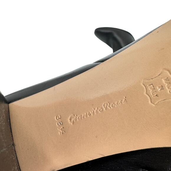 Gianvito Rossi Ankle Boots Almond Toe Leather Ankle Boots Black Size 38.5 - Picture 9 of 12